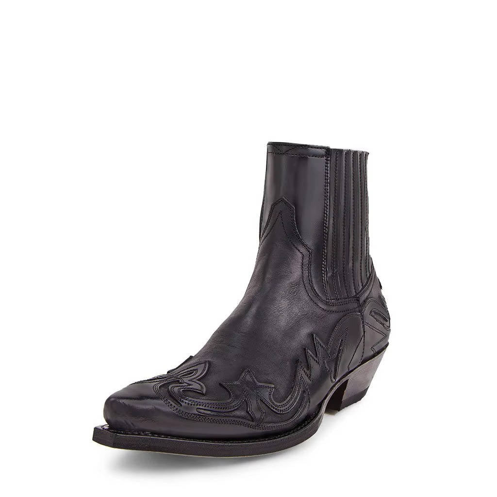 Embroidered Western Ankle Boots with Pointed Toe and Rubber Grip Outsole for Women