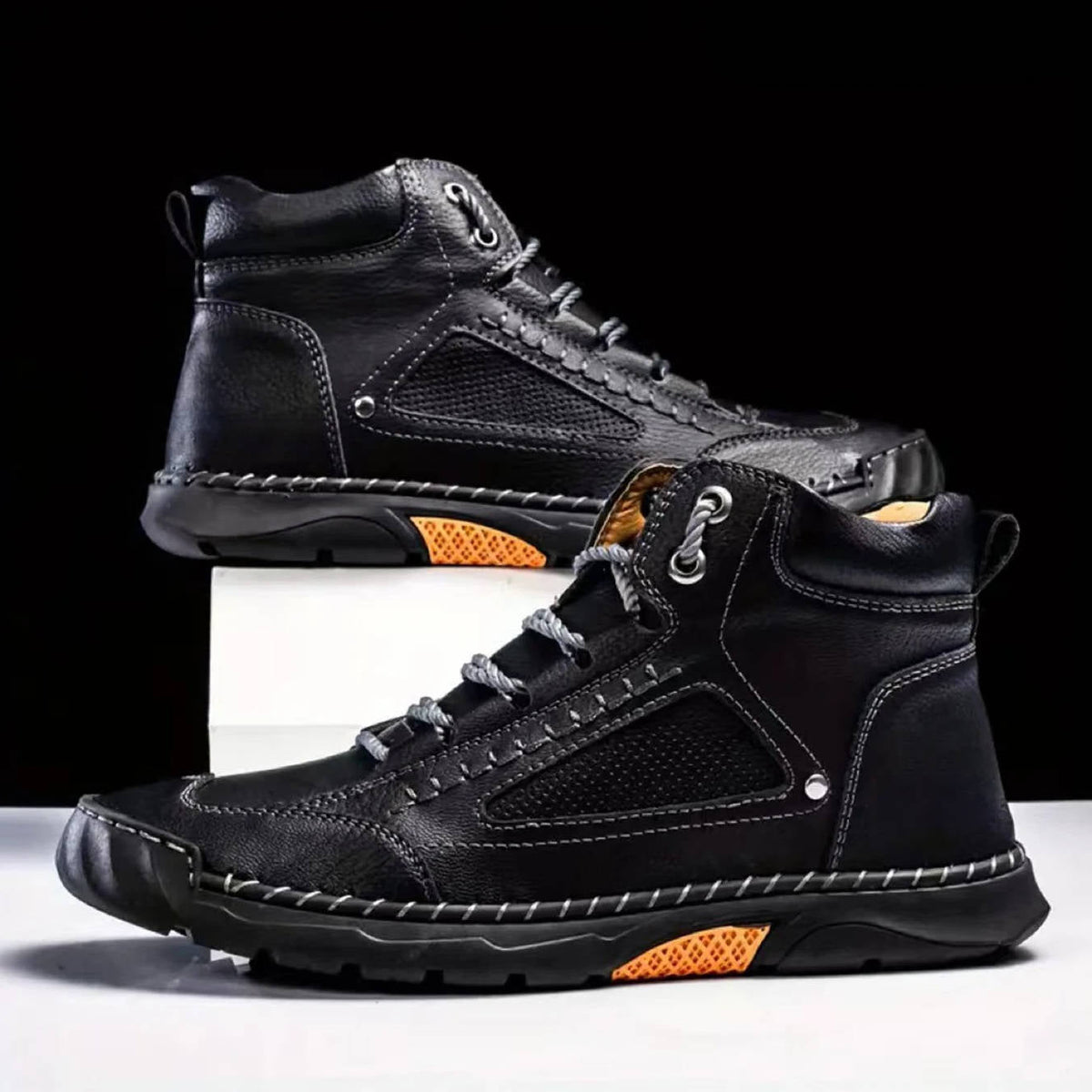 Mens Hiking Boots with Sealed Seams and Orthopedic Arch Support Wide Toe Box