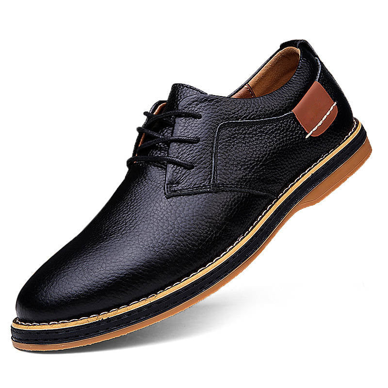 Men's Leather Oxford Shoes, Lace Up Casual Dress Shoes, Comfortable Textured Walking Shoes