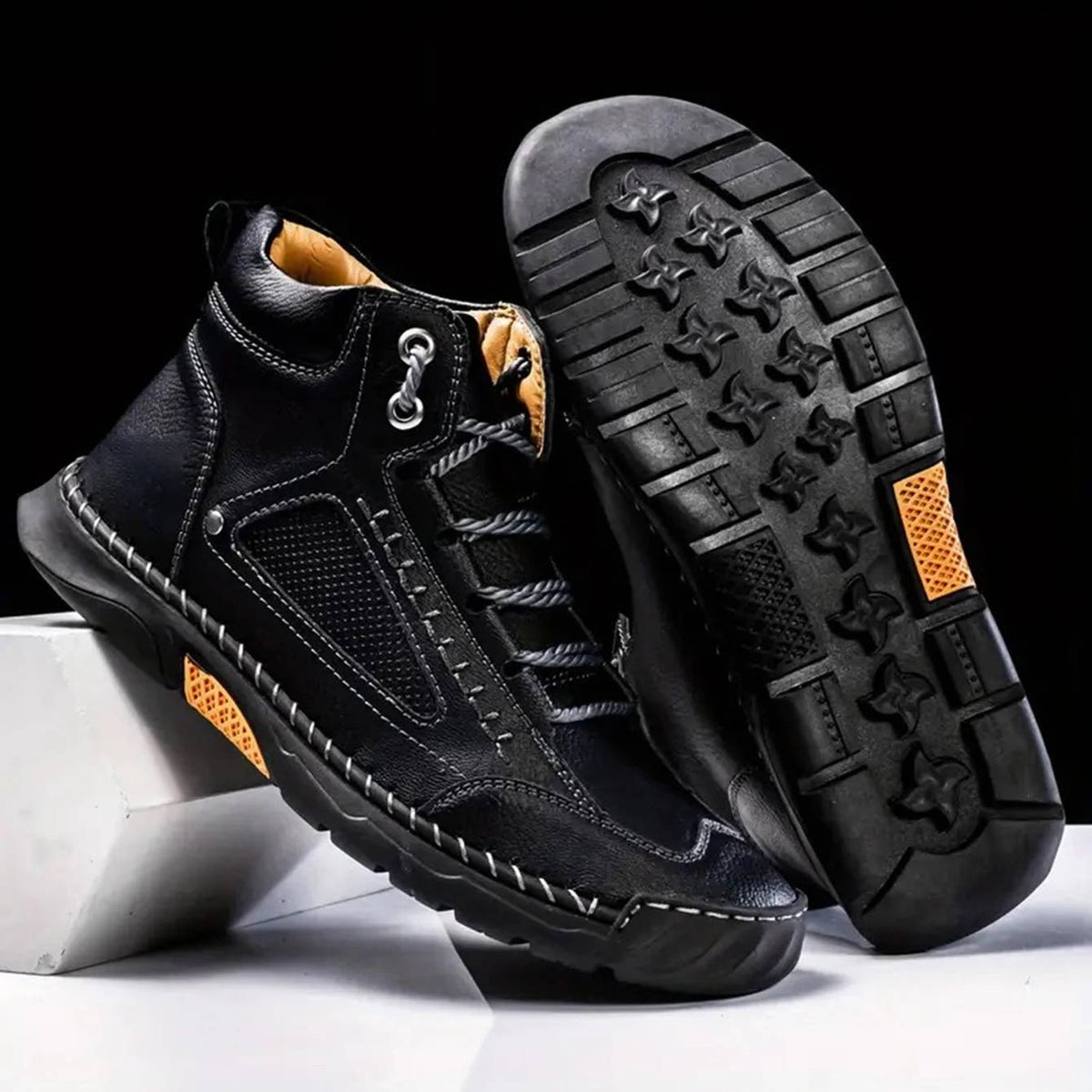 Mens Hiking Boots with Sealed Seams and Orthopedic Arch Support Wide Toe Box