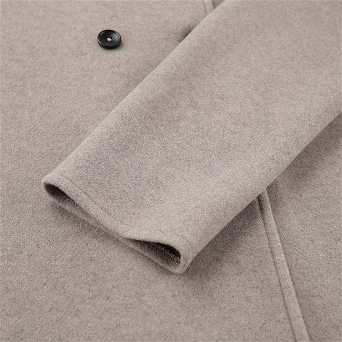 Cropped Wool Blend Peacoat with Double Breasted Closure and Stand Collar