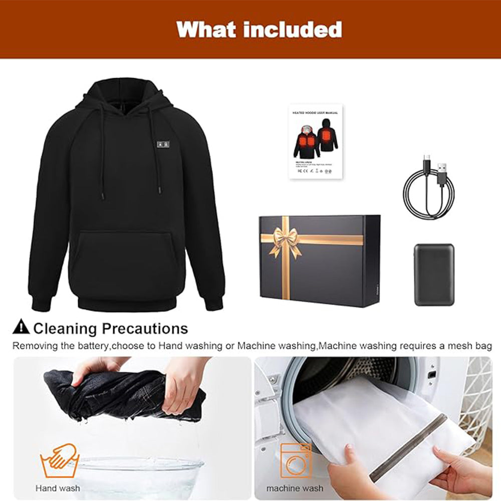 Heated Hoodie for Men & Women, Fleece Lined, Battery Powered with 20000mAh Battery