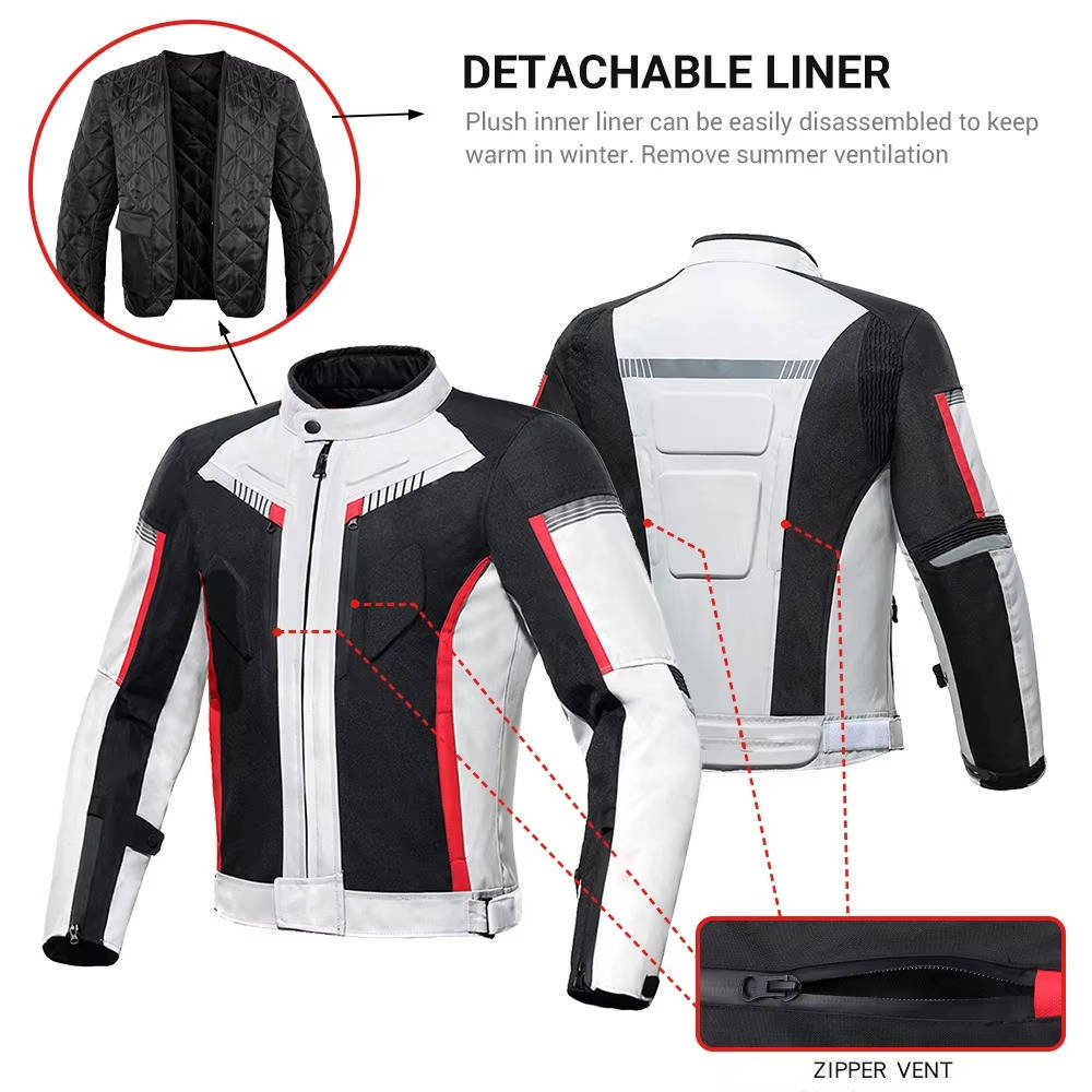 Motorcycle Jacket and Pants Set with EVA Armor and Removable Thermal Liner, Waterproof