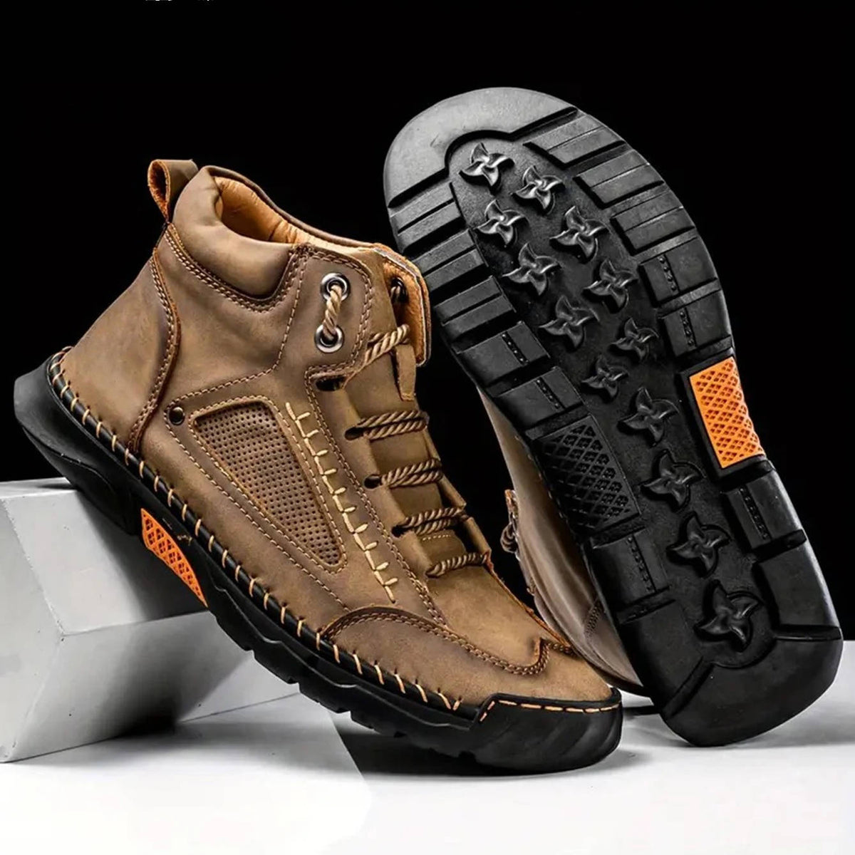 Mens Hiking Boots with Sealed Seams and Orthopedic Arch Support Wide Toe Box