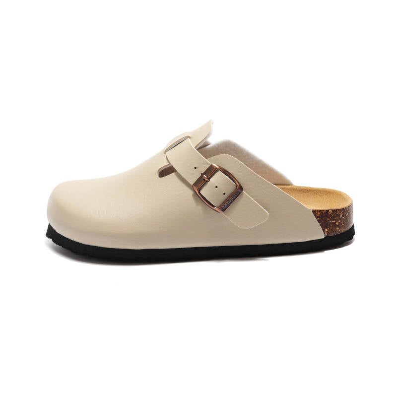 Womens Vegan Suede Clogs, Cork Footbed Slip on Shoes, Comfortable Casual Potato Shoes