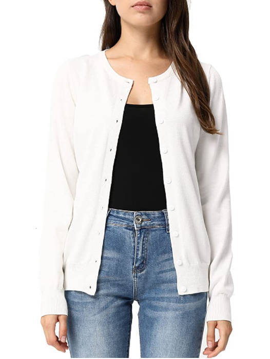 Women's Long Sleeve Knit Cardigan Sweaters, Casual Dressy Open Front Button Down Cardigans, Summer Outfit