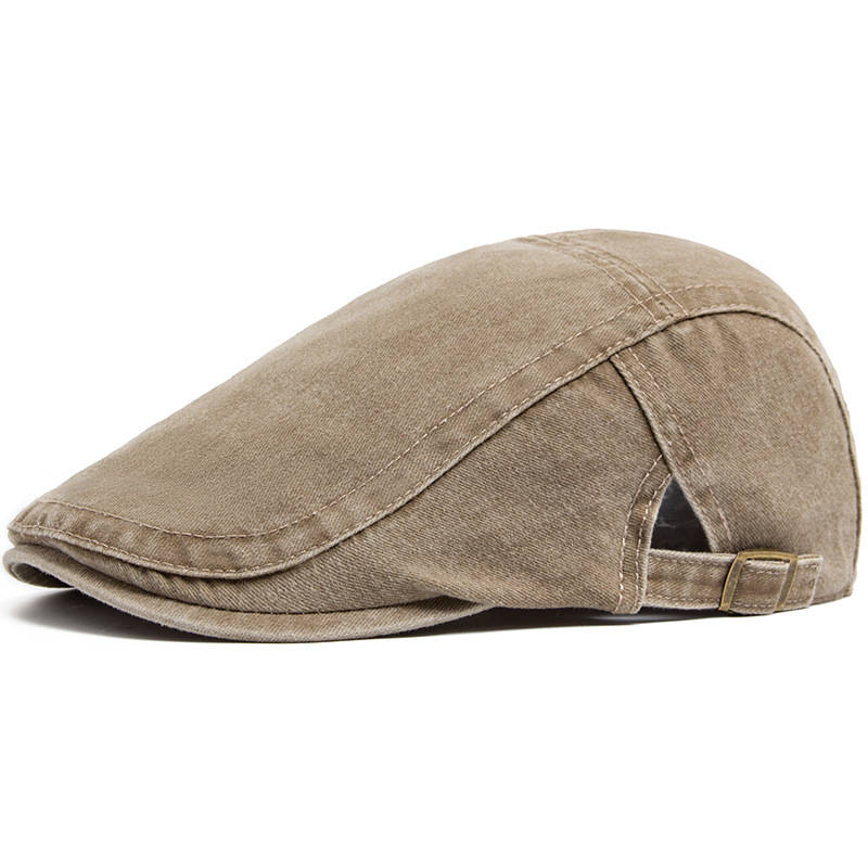Men's Flat Cap, Washed Denim Newsboy Hat, Vintage Adjustable Ivy Driving Cap