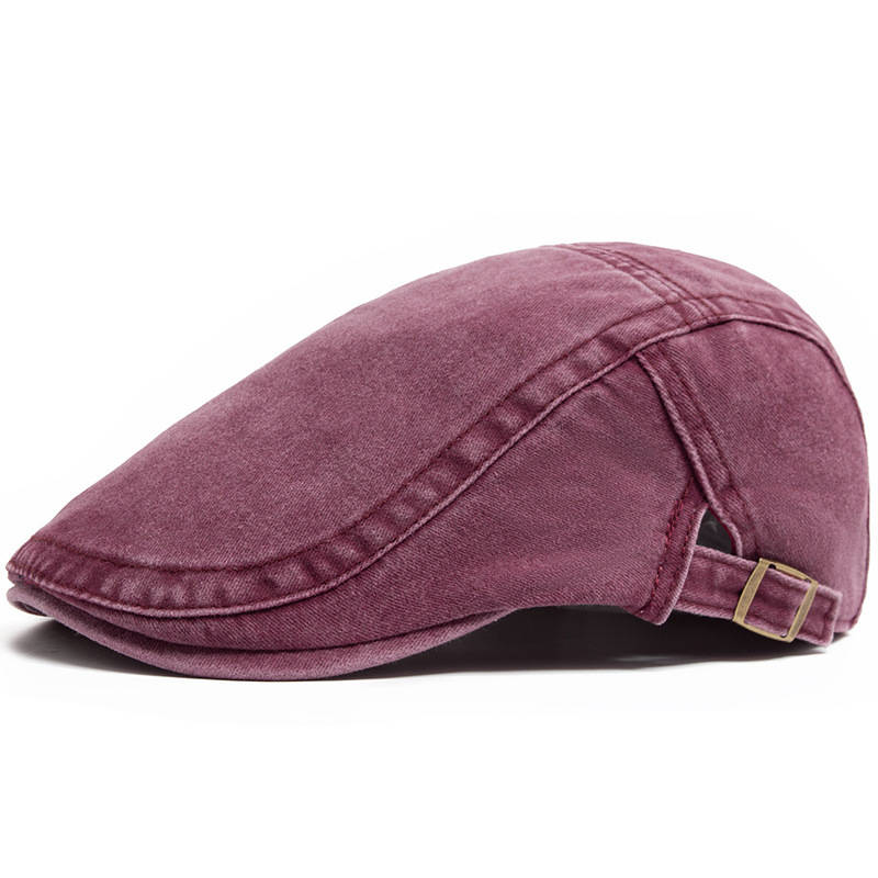 Men's Flat Cap, Washed Denim Newsboy Hat, Vintage Adjustable Ivy Driving Cap