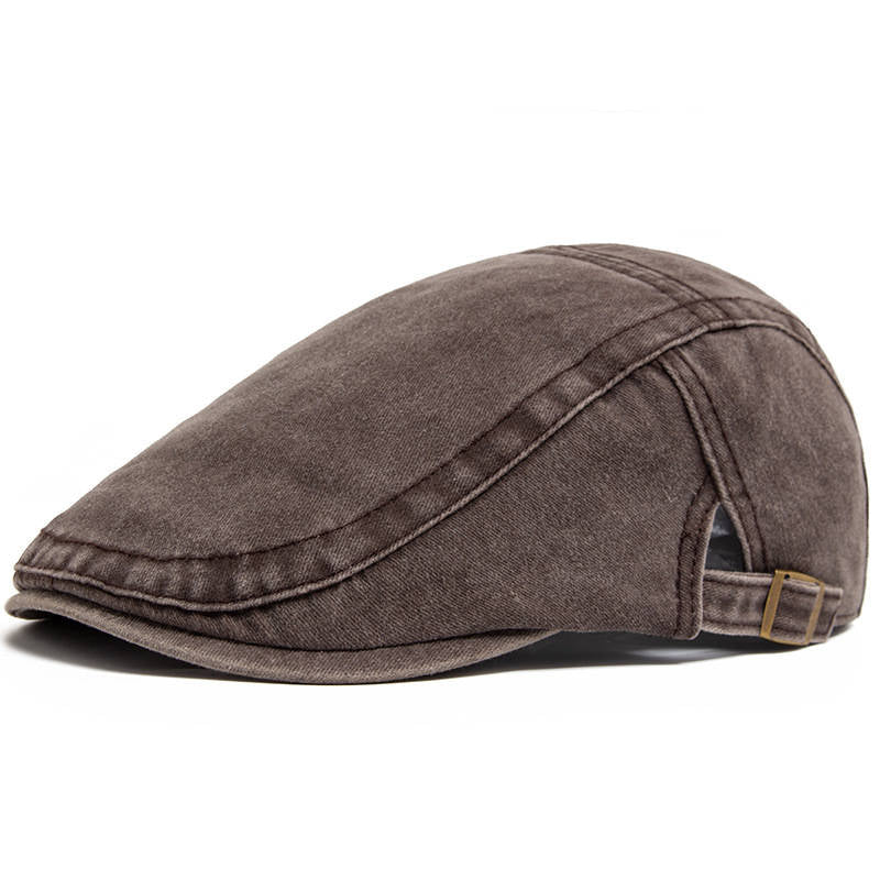 Men's Flat Cap, Washed Denim Newsboy Hat, Vintage Adjustable Ivy Driving Cap