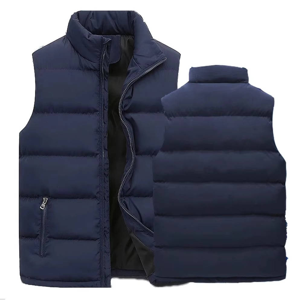 Sleeveless Puffer Vest with Stand Up Collar and Water Repellent Fabric for Men