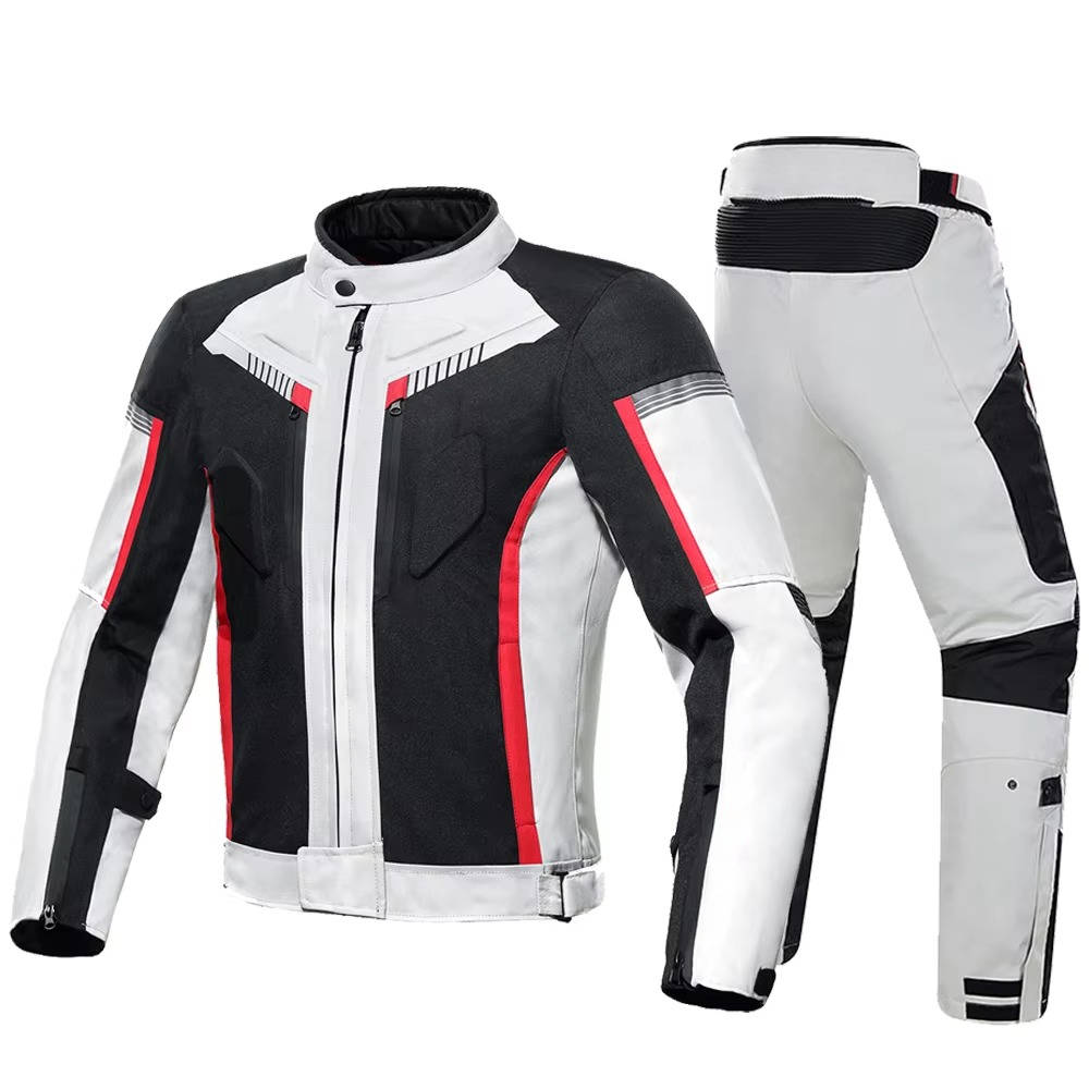 Motorcycle Jacket and Pants Set with EVA Armor and Removable Thermal Liner, Waterproof