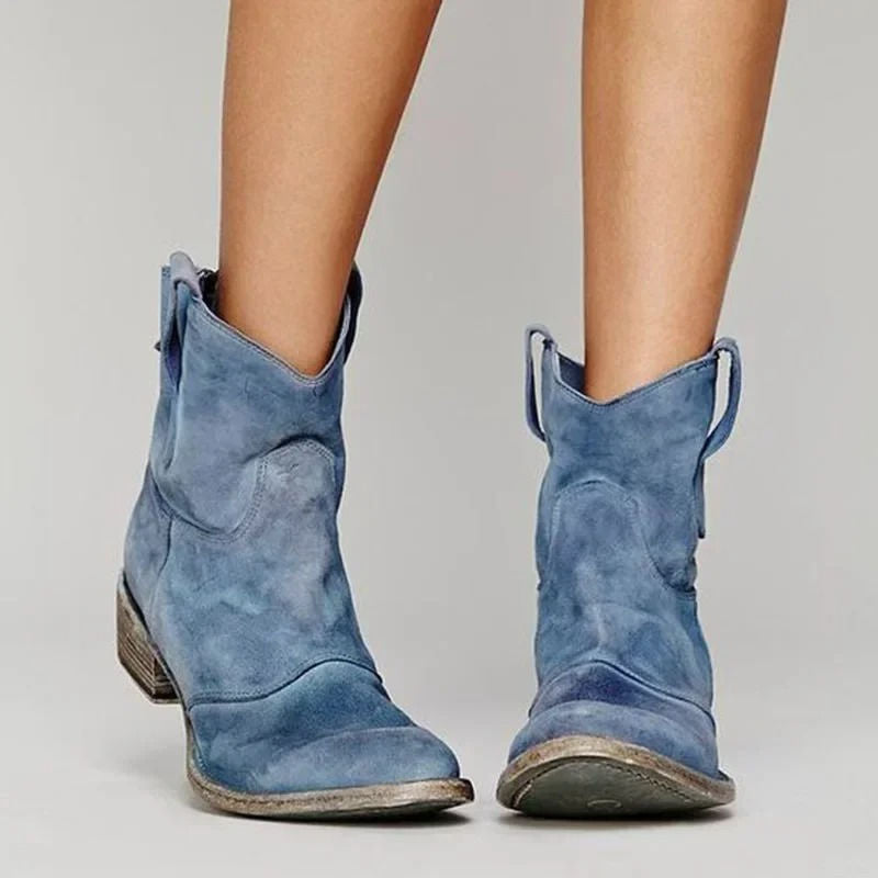Womens Western Ankle Boots with Cushioned Footbed and Slip-Resistant Sole