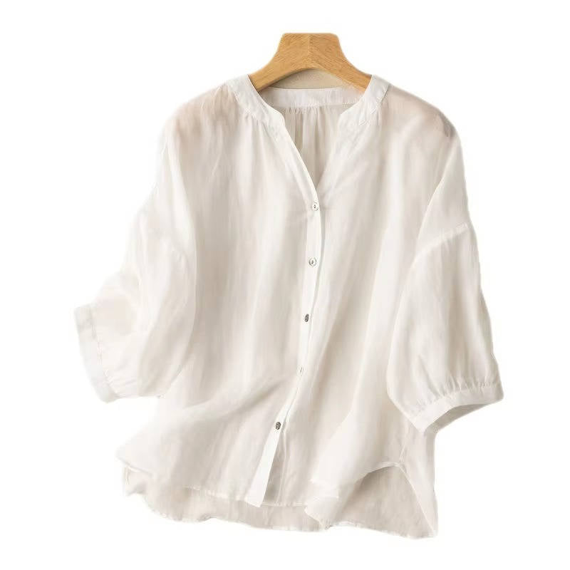 Vintage Button Detail Blouse, Stylish Women’s Casual Top for Daily Fashion