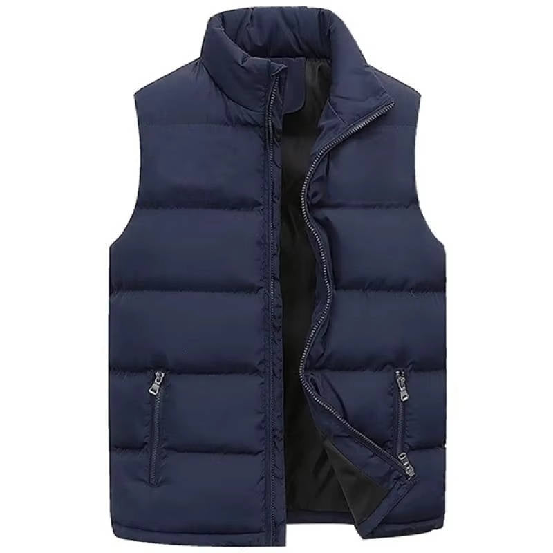 Sleeveless Puffer Vest with Stand Up Collar and Water Repellent Fabric for Men