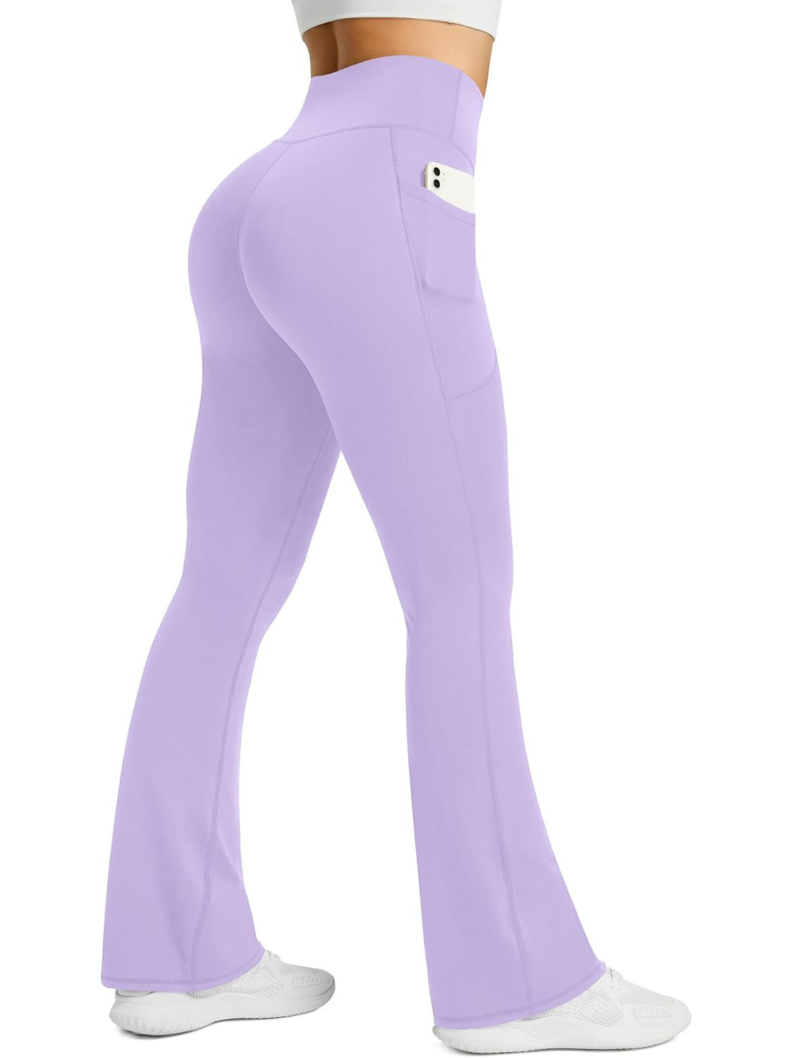 Womens Flared Yoga Pants, High Waisted Flare Leggings with Pockets for Yoga Workout and Casual Wear