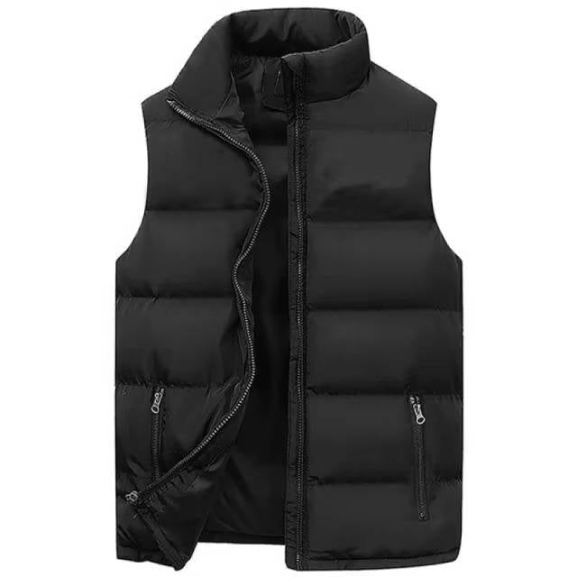 Sleeveless Puffer Vest with Stand Up Collar and Water Repellent Fabric for Men