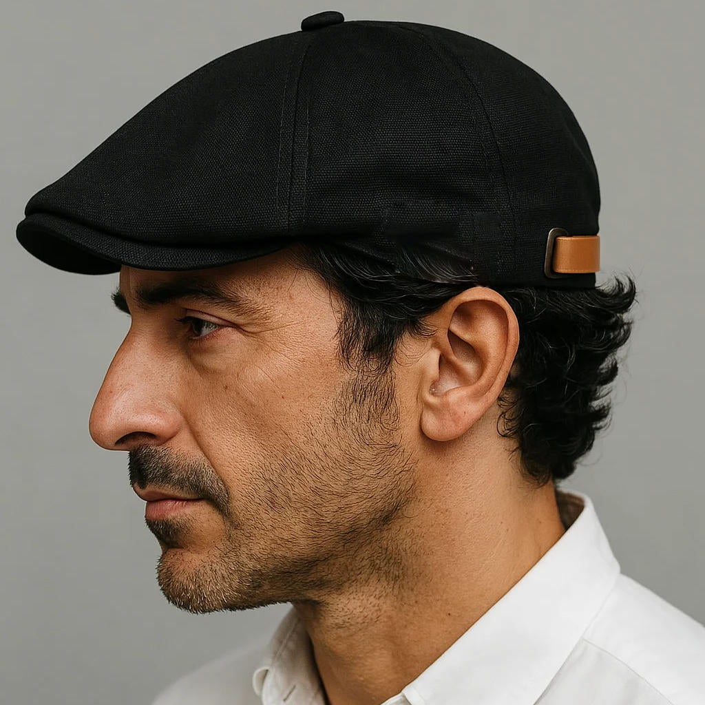 Flat Cap with Moisture Wicking Band and Adjustable Fit, Reversible Wear