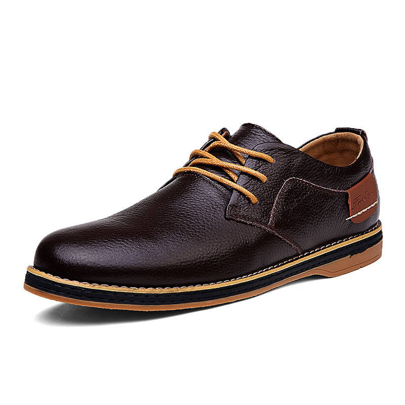 Men's Leather Oxford Shoes, Lace Up Casual Dress Shoes, Comfortable Textured Walking Shoes