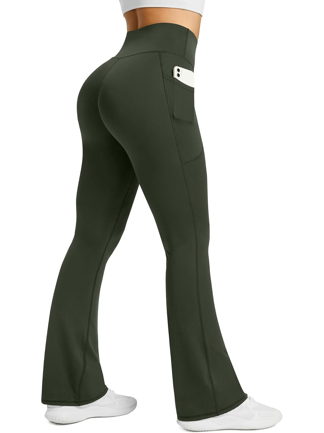 Womens Flared Yoga Pants, High Waisted Flare Leggings with Pockets for Yoga Workout and Casual Wear