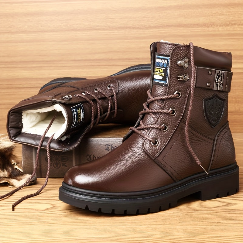 Insulated High Top Boots with Deep Tread Sole and Ankle Support for Winter