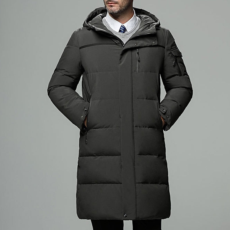 Longline Puffer Coat with Adjustable Hood and Insulated Shell, Zip Pockets