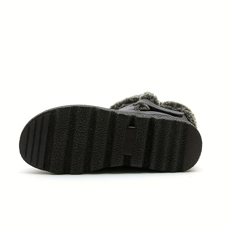 Winter Snow Boots with Plush Lining and Deep Tread Sole, Side Fastening