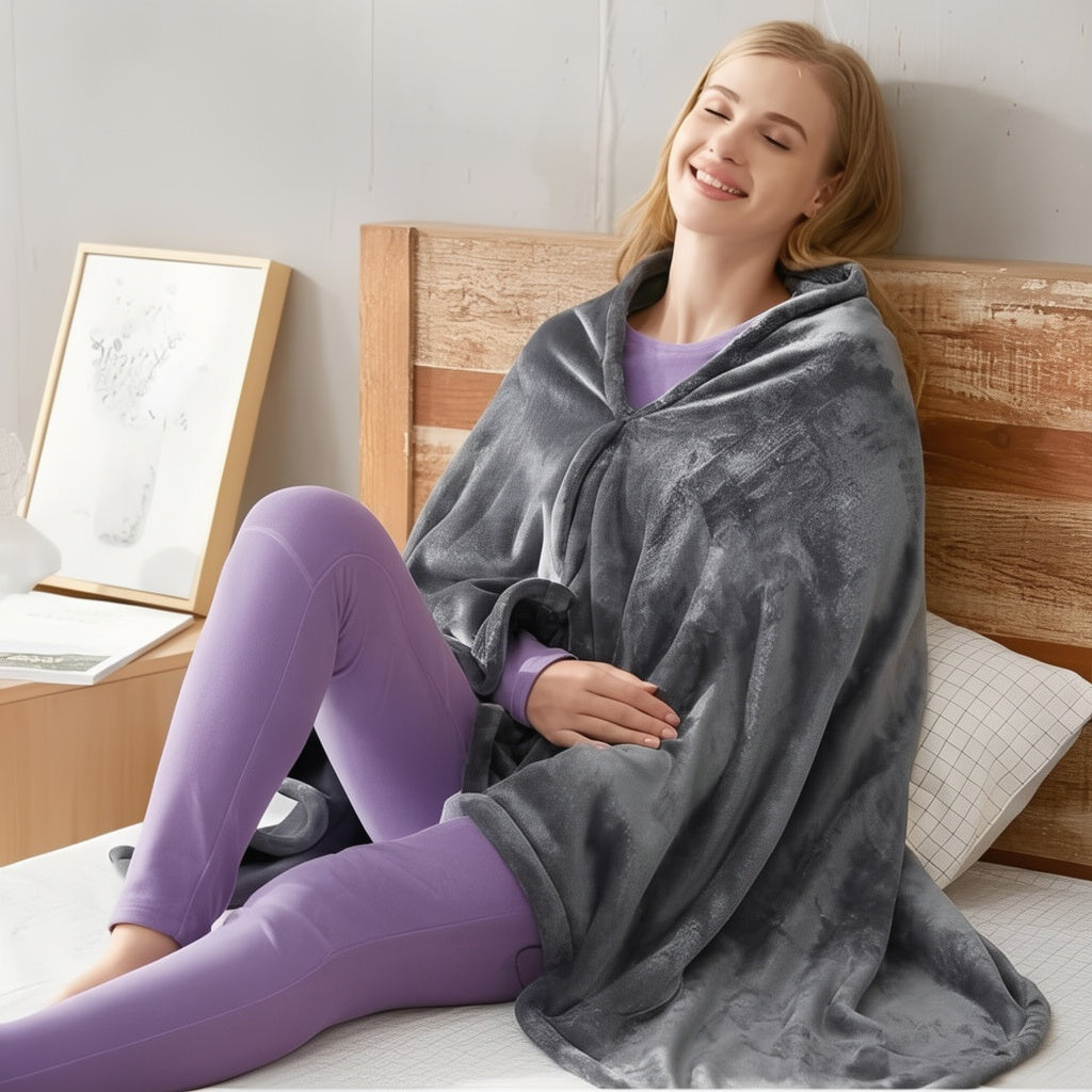 Heated Shawl with Adjustable Temperature Settings and Universal Power Port