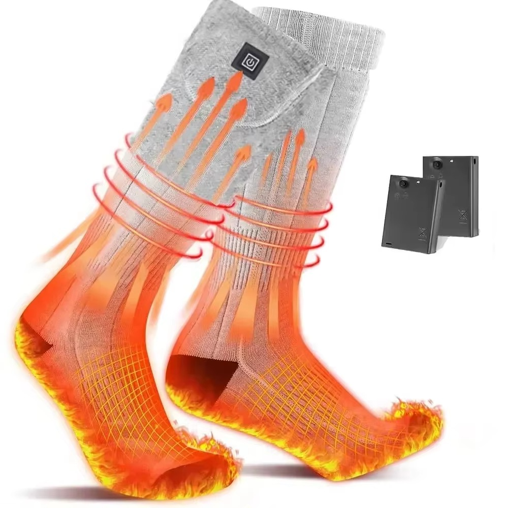 Heated Socks with Rechargeable Battery and Thermal Insulation, Cushioned Sole