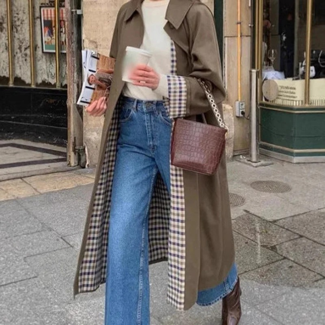 Womens Oversize Trench Coat in Khaki with Extended Length