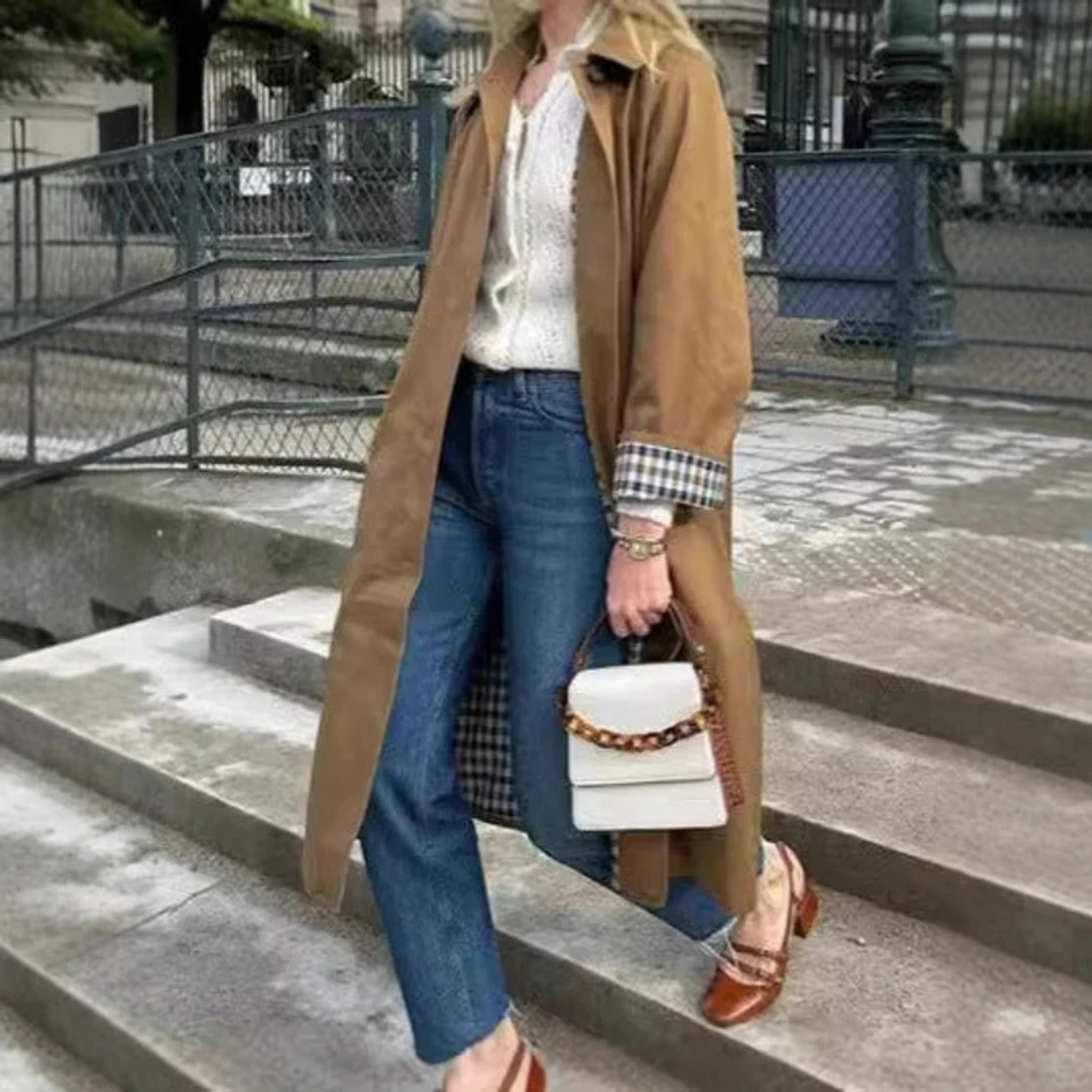 Womens Oversize Trench Coat in Khaki with Extended Length