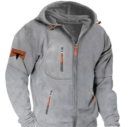Mens Full Zip Hoodie with Attached Hood and Standard Fit