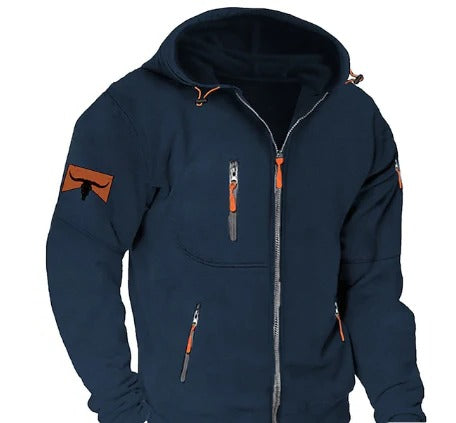 Mens Full Zip Hoodie with Attached Hood and Standard Fit