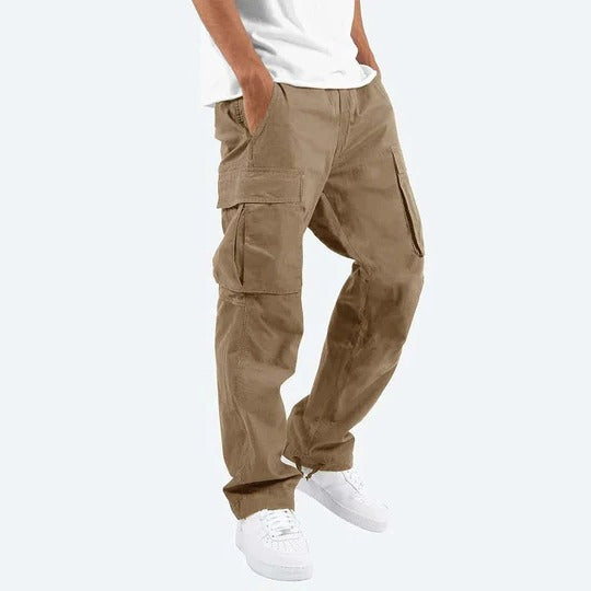 Mens Straight Fit Cargo Pants with Multiple Pockets and Secure Closures
