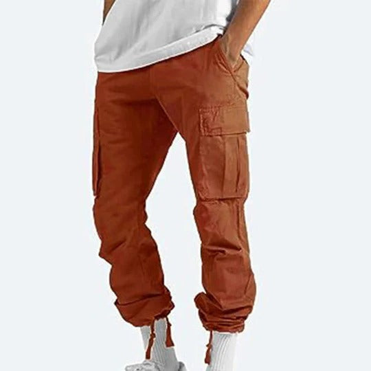 Mens Straight Fit Cargo Pants with Multiple Pockets and Secure Closures