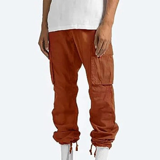 Mens Straight Fit Cargo Pants with Multiple Pockets and Secure Closures