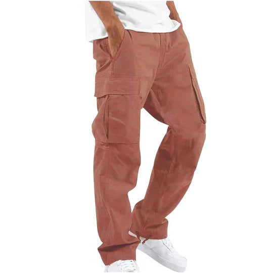 Mens Straight Fit Cargo Pants with Multiple Pockets and Secure Closures