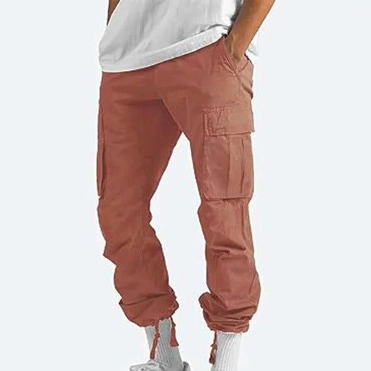 Mens Straight Fit Cargo Pants with Multiple Pockets and Secure Closures