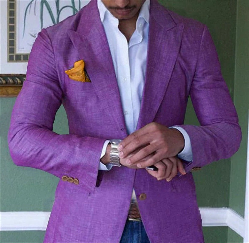 Blazer with Cotton Linen Blend and Two Button Closure