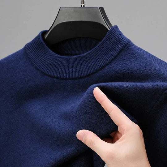 Mens Pullover Sweater with Regular Fit and Straight Hem