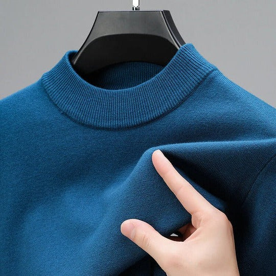 Mens Pullover Sweater with Regular Fit and Straight Hem