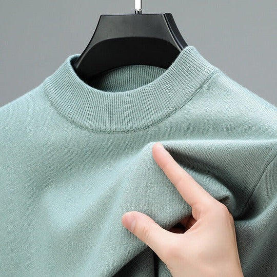 Mens Pullover Sweater with Regular Fit and Straight Hem