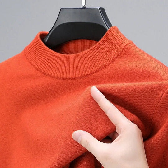 Mens Pullover Sweater with Regular Fit and Straight Hem