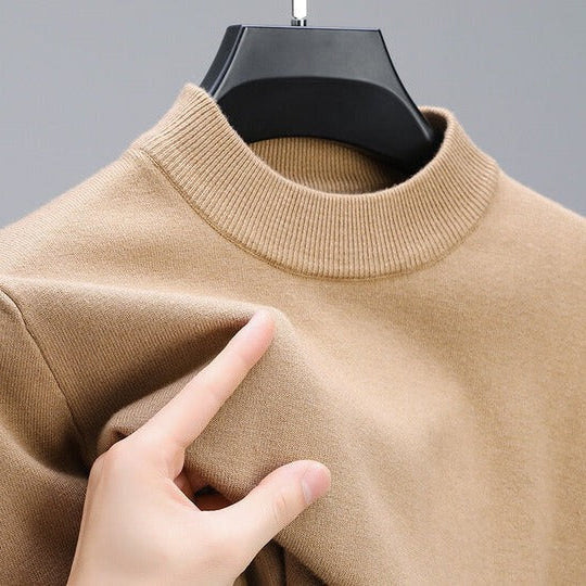 Mens Pullover Sweater with Regular Fit and Straight Hem
