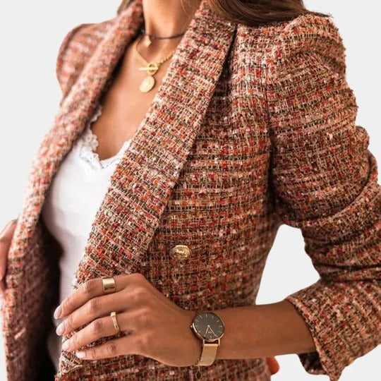 Womens Tailored Blazer with Regular Fit and Structured Shoulders, Three Neutral Colors