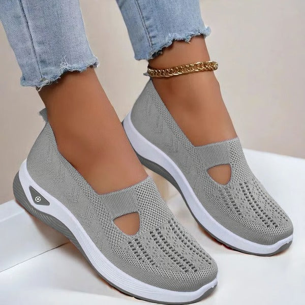Slip On Shoes with Breathable Knit Upper and Orthopedic Cushioned Sole