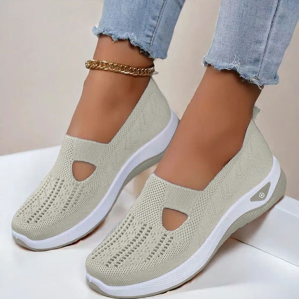 Slip On Shoes with Breathable Knit Upper and Orthopedic Cushioned Sole