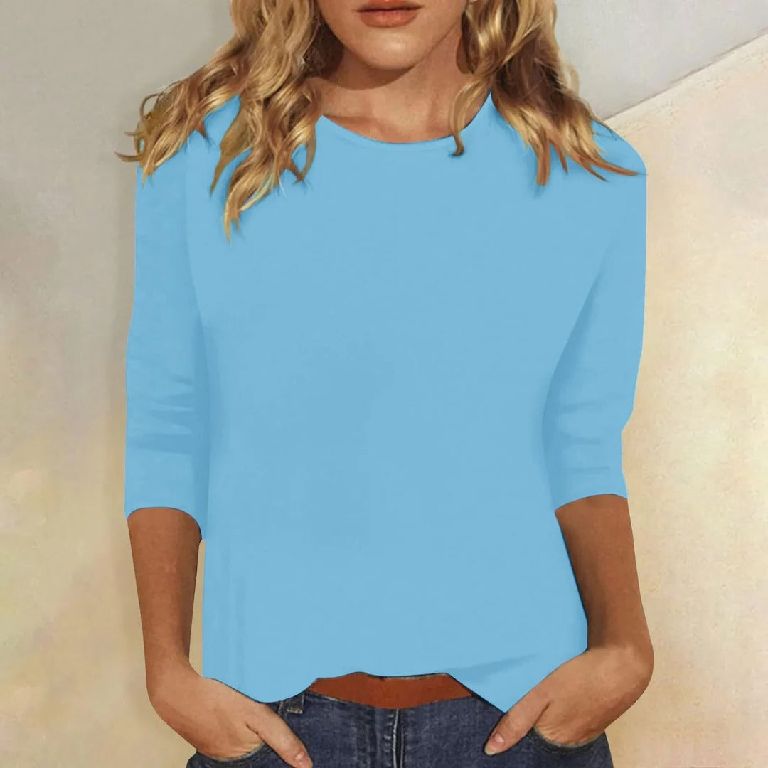Round Neckline Long Sleeve Shirt with Regular Fit and Full Arm Coverage
