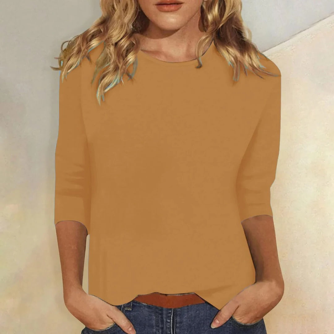Round Neckline Long Sleeve Shirt with Regular Fit and Full Arm Coverage
