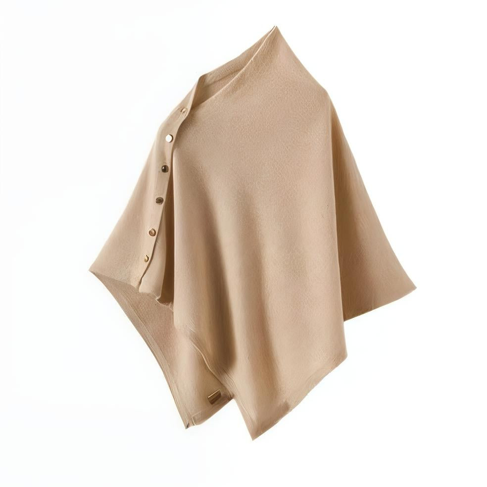 Womens Poncho with Button Front Closure and Relaxed Fit One Size