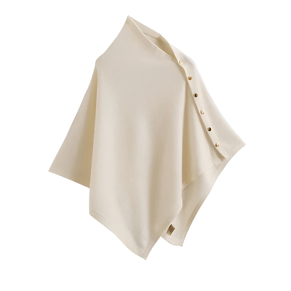 Womens Poncho with Button Front Closure and Relaxed Fit One Size